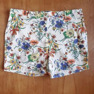 TALBOTS Relaxed Chino Shorts Size 14W Floral Print 7" Tropical Colorful 14 W